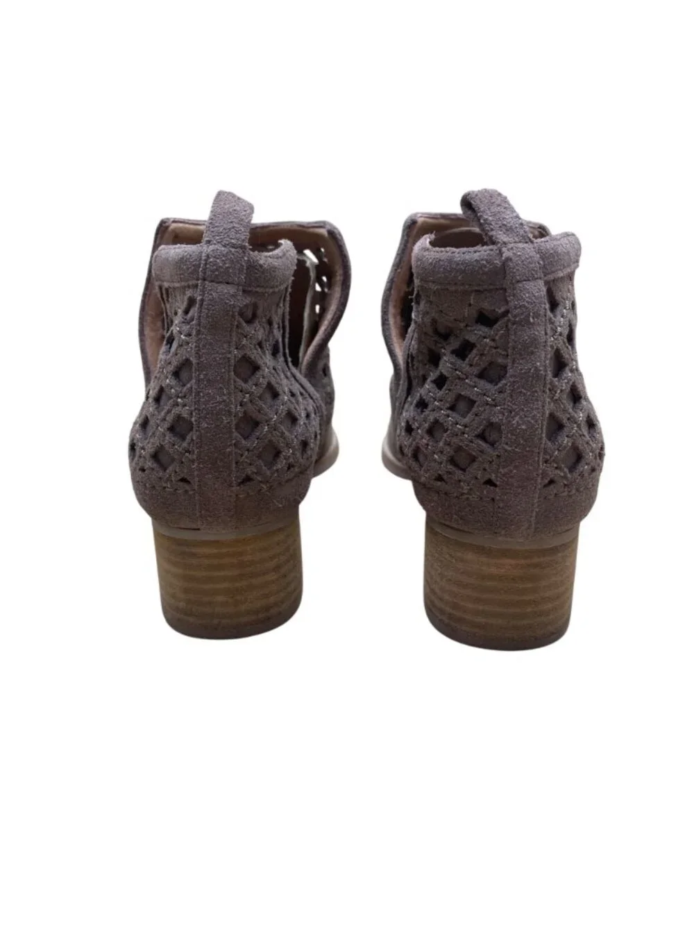 Jeffrey Campbell Women's Taupe Suede Cutout Western Block Heel Ankle Boots Sz 9